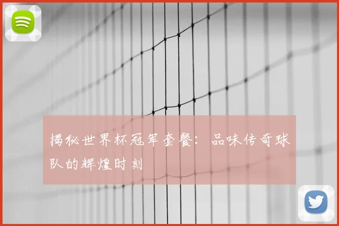 揭秘世界杯冠军套餐：品味传奇球队的辉煌时刻